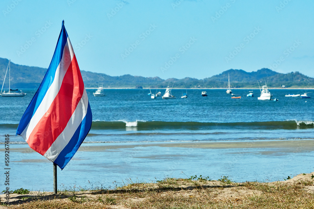 Bandera de Costa Rica en Playa Stock Photo Adobe Stock