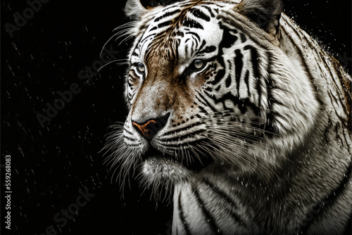 White tiger wallpaper or background. Generative AI.
