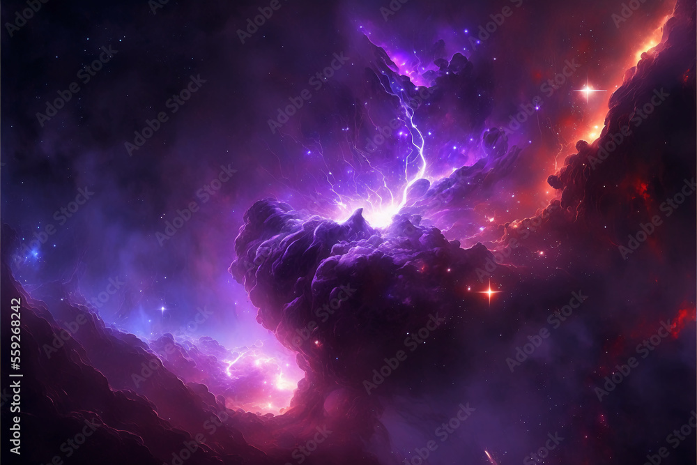 custom made wallpaper toronto digitalNebula Space purple wallpaper or background. Generative AI.