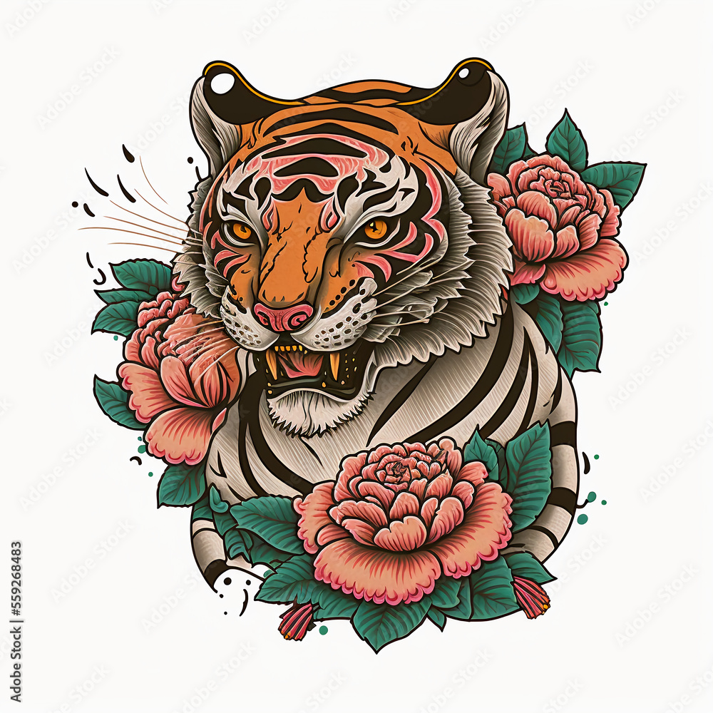 American traditional tattoo of tiger. Tattoo ideas for men or women ...