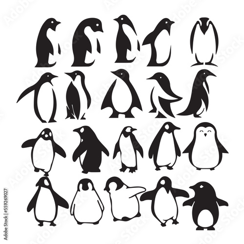 Fényképezés Penguin group silhouette