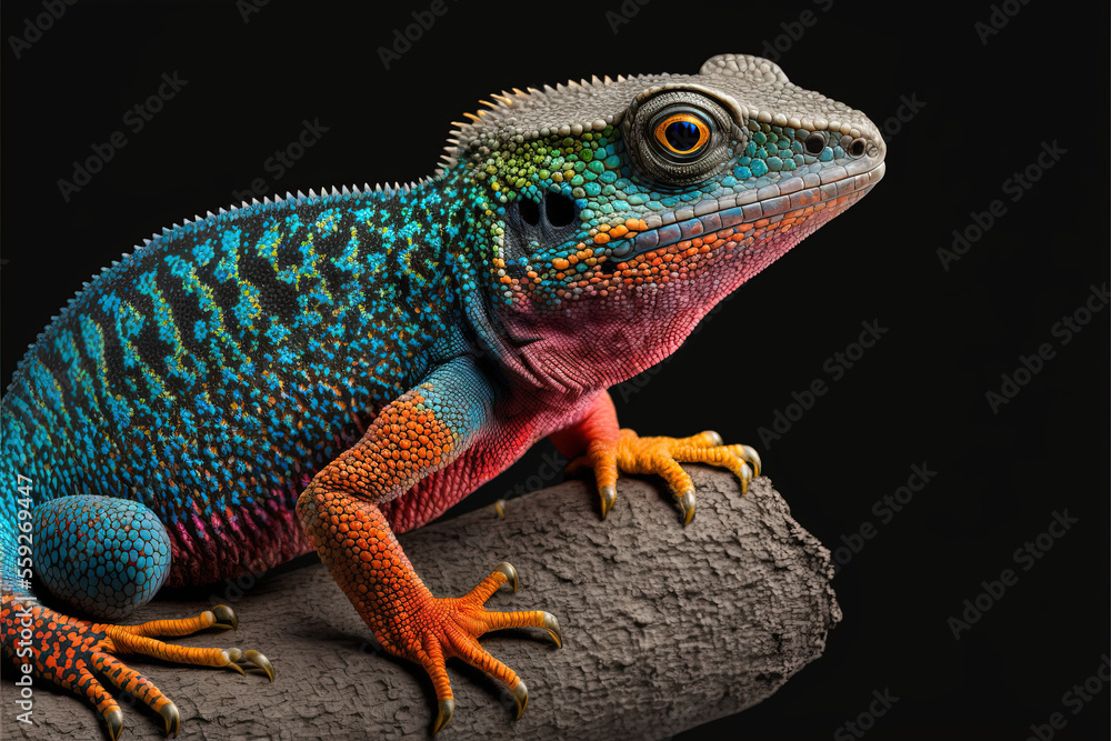 Fototapeta premium iguana on a black background