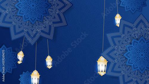 Elegant realistic black and gold ramadan kareem islamic illustration background for decorative pattern festival card. Arabic ornamental background in paper style