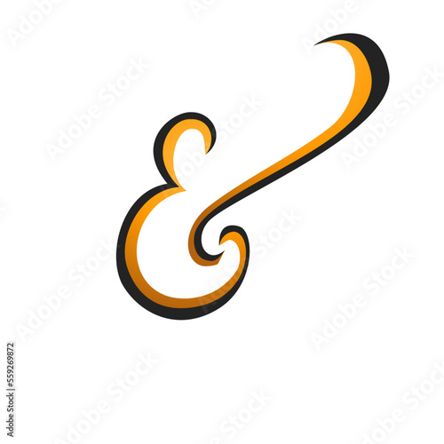 Typography script ampersand for wedding invitation, poster, card. Decorative hand drawn symbol