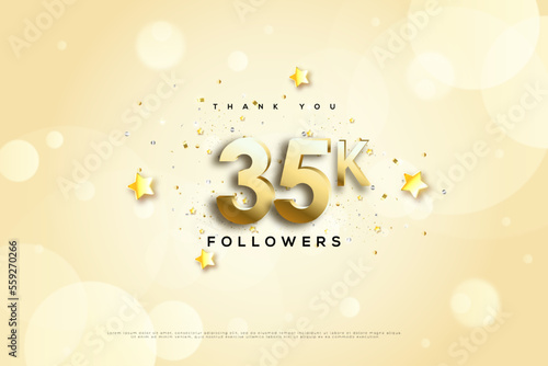 35k followers celebration poster with celebration star ornament.