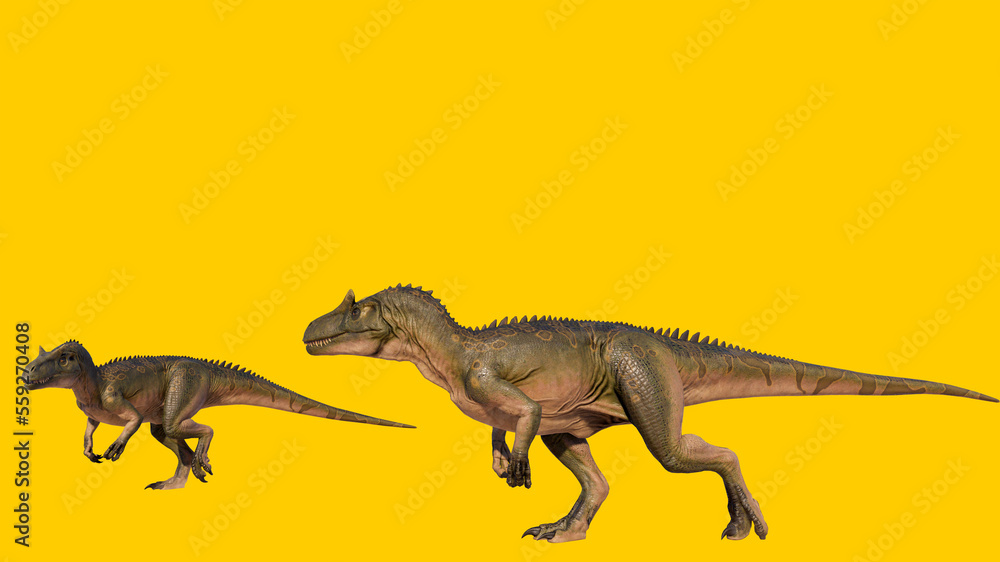allosaurus isolated on yellow blank background allosaurus isolated on yellow blank background