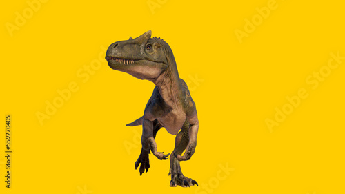 allosaurus isolated on yellow blank background