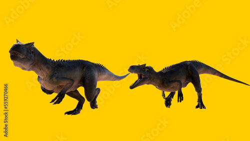 allosaurus isolated on yellow blank background © akiratrang