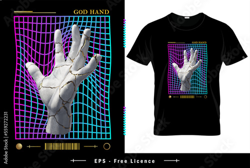God Hands tshirt design. trendy vertical design template for print t shirt fashion clothing poster and merchandise. premium vintage aesthetic tshirt design