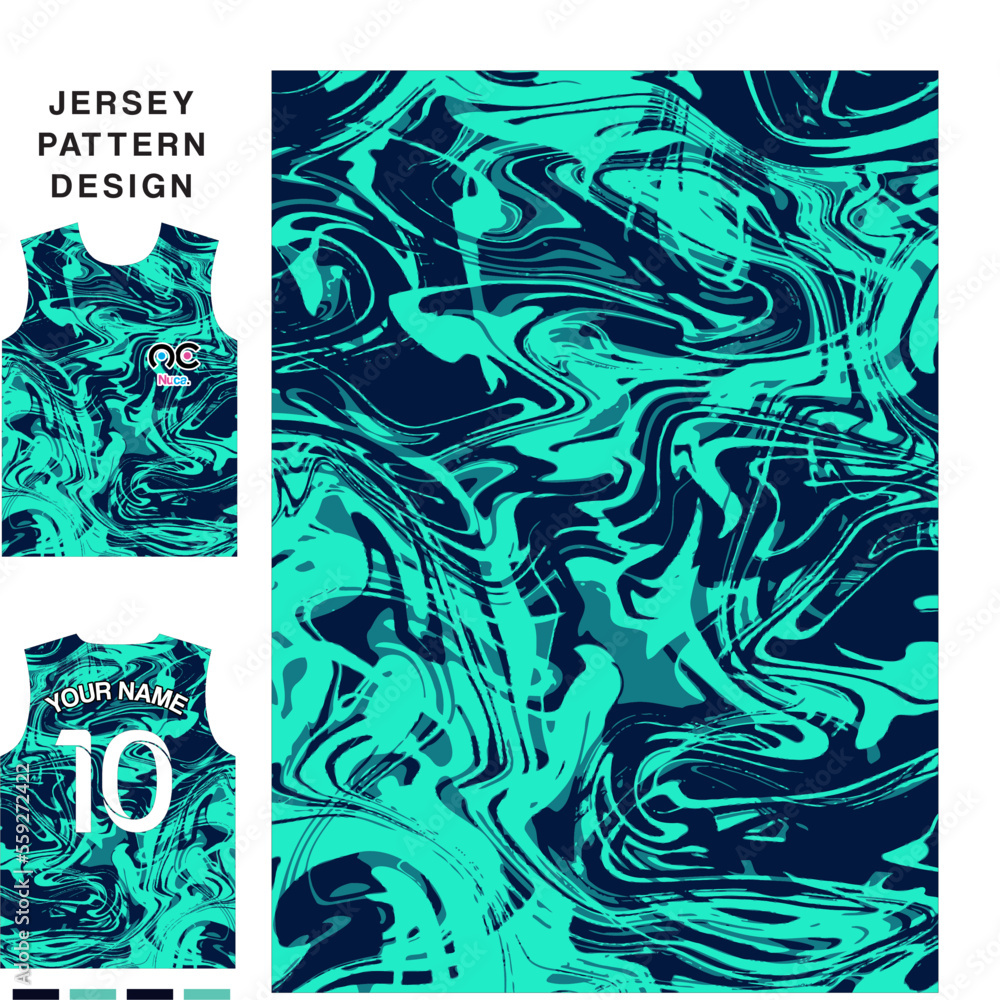 Abstract wave water color concept vector jersey pattern template for printing or sublimation sports uniforms football volleyball basketball e-sports cycling and fishing Free Vector.	
