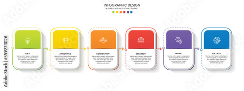 Steps business data visualization timeline process infographic template design with icons