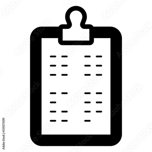 menu list on clipboard icon