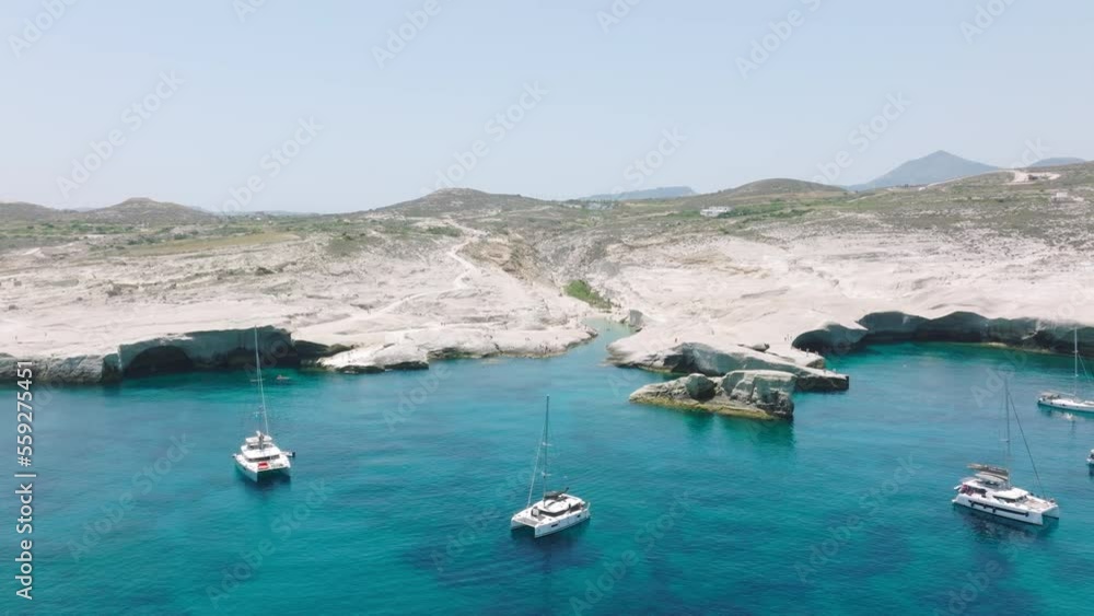 Aerial of Milos Island with Sarakiniko Beach, Greece Aerial of Milos Island with Sarakiniko Beach, Greece