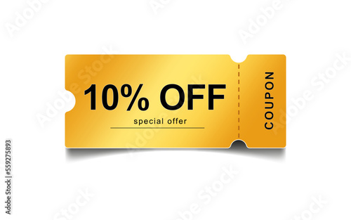 10% discount golden coupon special offer ten percent off