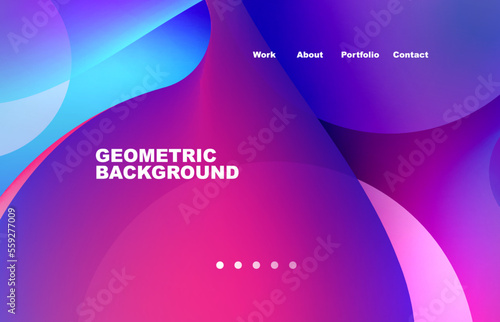 Landing page abstract liquid background. Flowing shapes, round design and circle. Web page for website or mobile app wallpaper