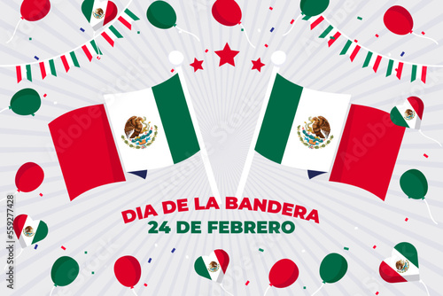 Mexico Flag Day Background. February 24. 24 de Febrero, Dia de la bandera. Vector Illustration.
 photo