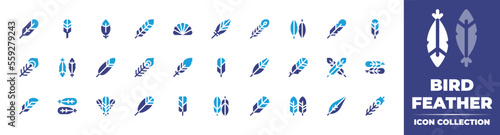 Bird feather icon collection. Duotone color. Vector illustration. Containing feather, peacock, feathers, animals, feather bird, and more.