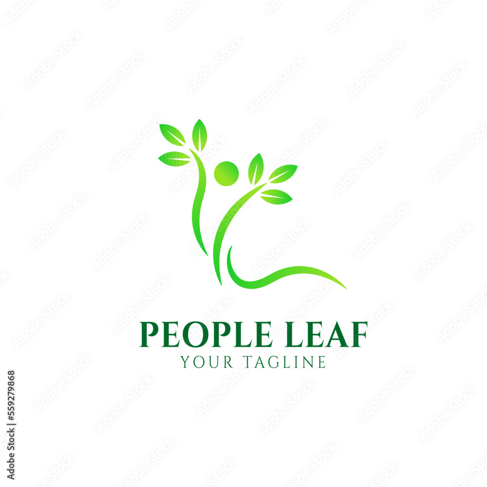 Healthy people human character logo, Healthy logo, Natural lifestyle symbol, Yoga symbol leaf person, natural and healthy logo Appropriate as a medical brand logo Healthy people human character logo, Healthy logo, Natural lifestyle symbol, Yoga symbol leaf person, natural and healthy logo Appropriate as a medical brand logo