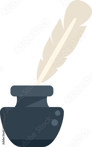 Ink feather icon flat vector. School exam. Answer check isolated
