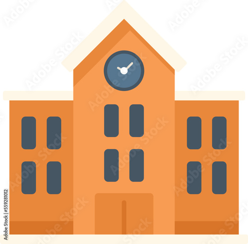 School building icon flat vector. Exam test. Paper check isolated