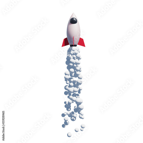 3D Rendering Startup Rocket Traveler Isolated icons 3D illustration Png