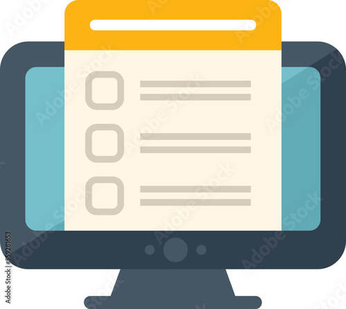 Test monitor icon flat vector. School exam. Paper form isolated