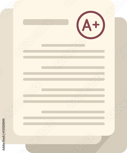 Best school test icon flat vector. Paper check. Survey sheet isolated