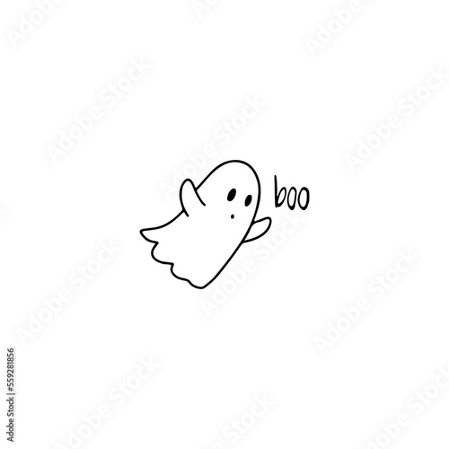 cute doodle ghost illustration vector