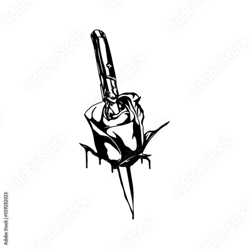vector illustration of rose and knife