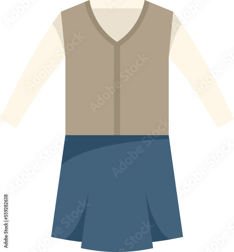 College dress icon flat vector. Fashion shirt. Child code isolated