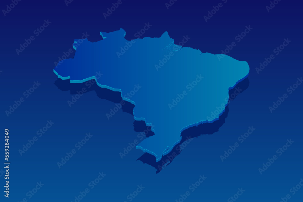 map of Brazil on blue background. Vector modern isometric concept greeting Card illustration eps 10.