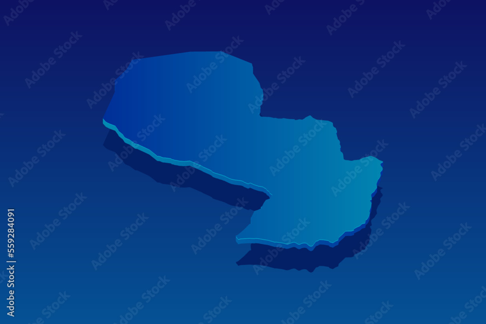 map of Paraguay on blue background. Vector modern isometric concept greeting Card illustration eps 10. map of Paraguay on blue background. Vector modern isometric concept greeting Card illustration eps 10.