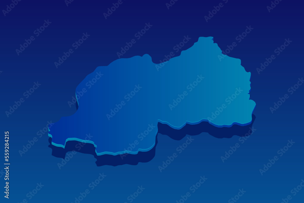 map of Rwanda on blue background. Vector modern isometric concept greeting Card illustration eps 10.