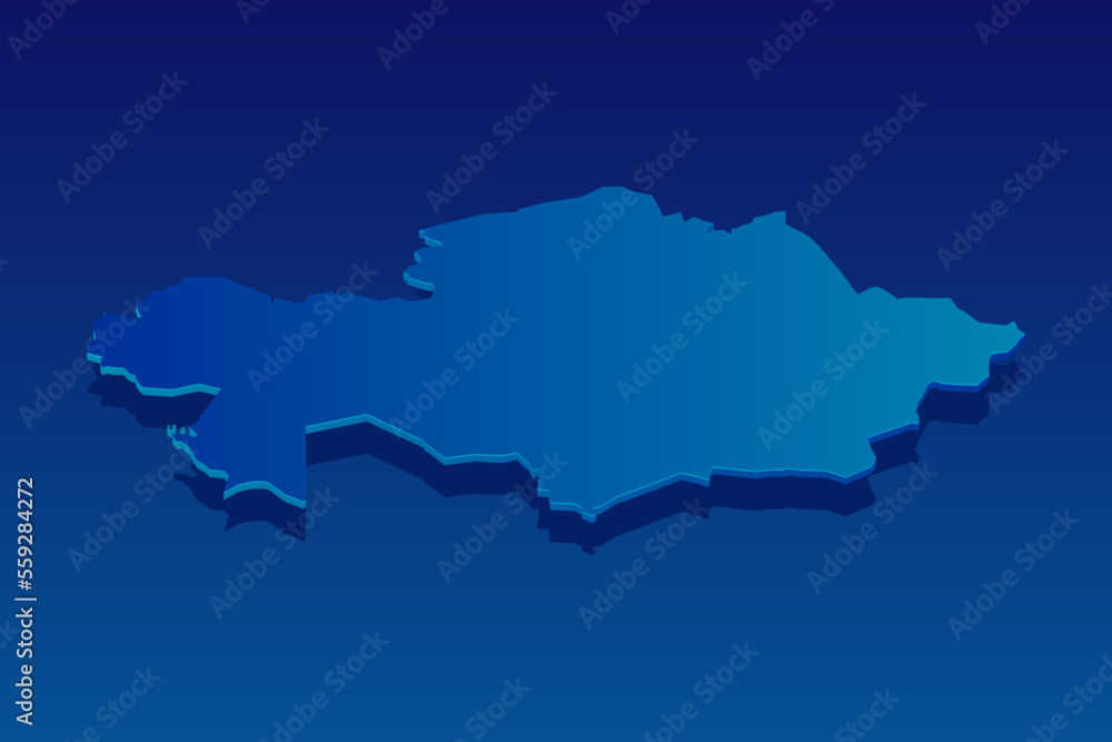 Fototapeta premium map of Kazakhstan on blue background. Vector modern isometric concept greeting Card illustration eps 10.