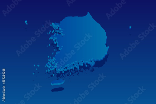 map of South Korea on blue background. Vector modern isometric concept greeting Card illustration eps 10.