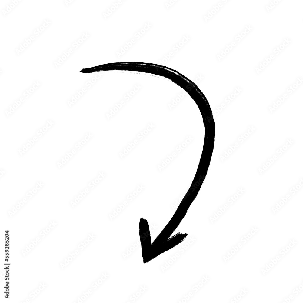 black hand draw arrow line