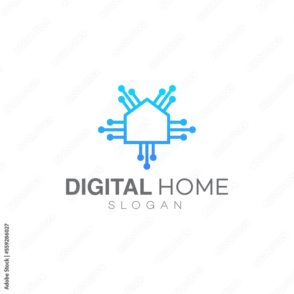 digital home logo design template vector