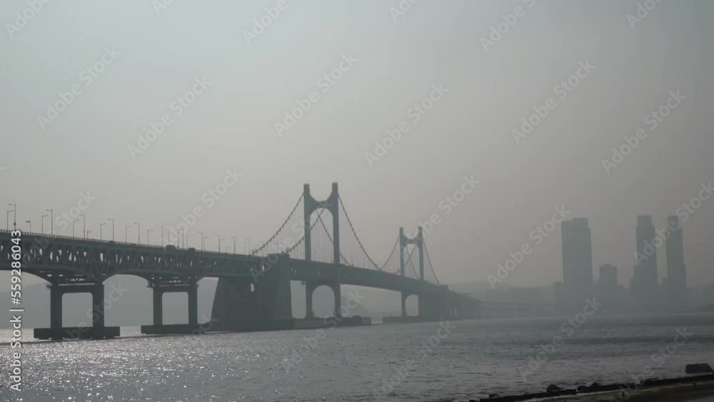 Bridge look blurred due to fine dust. Bridge look blurred due to fine dust.