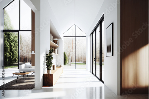 Light Interior Room With Modern Architecture and Natual Light White Walls And Wooden Accents © Vaccarini Design