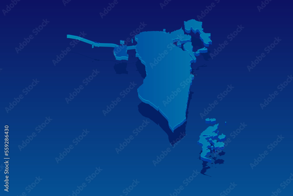 map of Bahrain on blue background. Vector modern isometric concept greeting Card illustration eps 10.