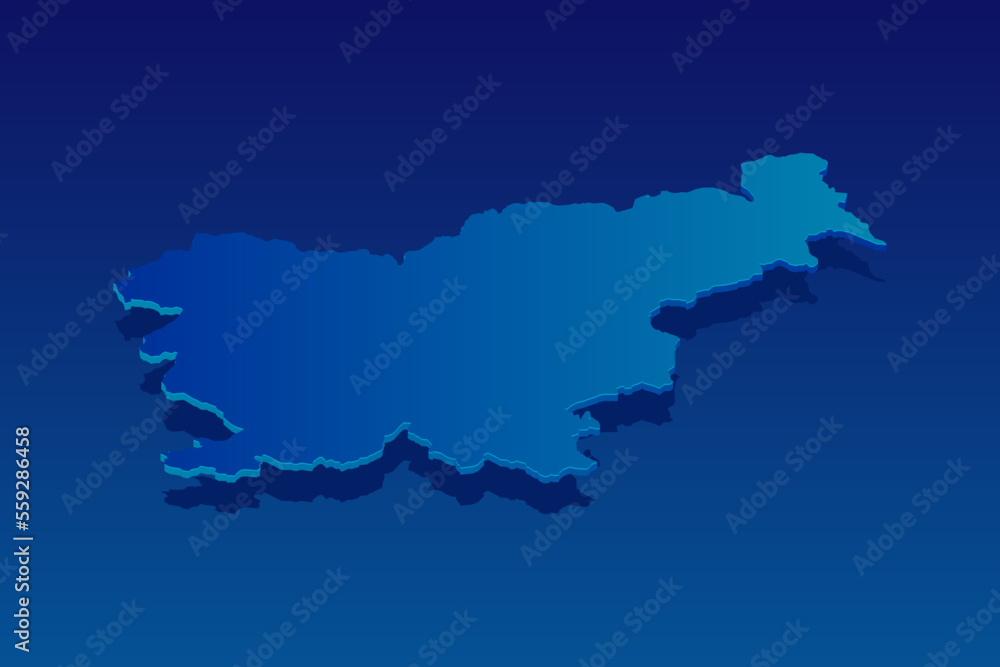 map of Slovenia on blue background. Vector modern isometric concept greeting Card illustration eps 10.