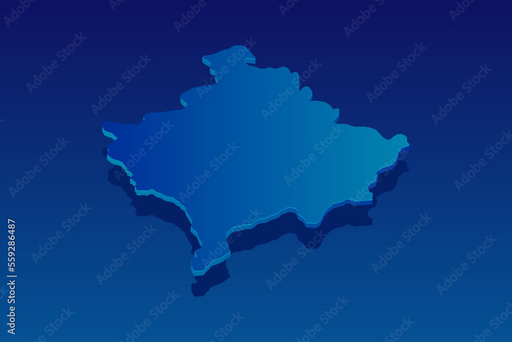 map of Kosovo on blue background. Vector modern isometric concept greeting Card illustration eps 10. map of Kosovo on blue background. Vector modern isometric concept greeting Card illustration eps 10.