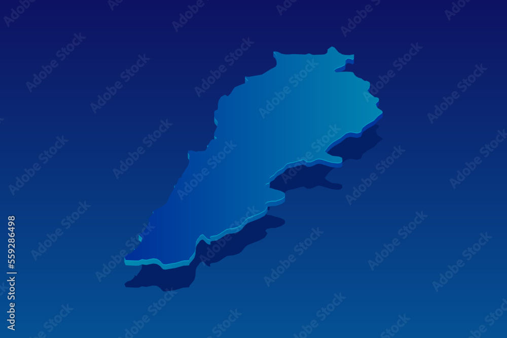 map of Lebanon on blue background. Vector modern isometric concept greeting Card illustration eps 10.