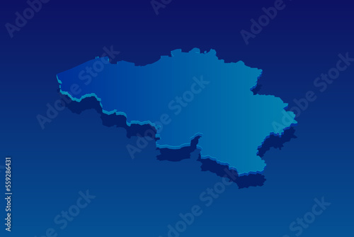 map of Belgium on blue background. Vector modern isometric concept greeting Card illustration eps 10.