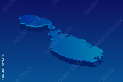 map of Malta on blue background. Vector modern isometric concept greeting Card illustration eps 10.
