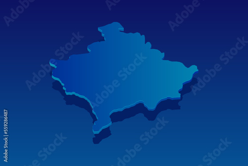map of Kosovo on blue background. Vector modern isometric concept greeting Card illustration eps 10.
