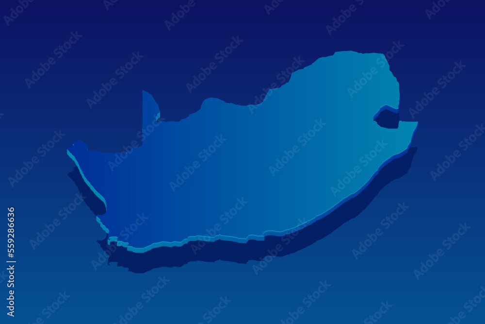 map of South Africa on blue background. Vector modern isometric concept greeting Card illustration eps 10.