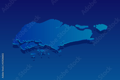 Photography map of Singapore on blue background