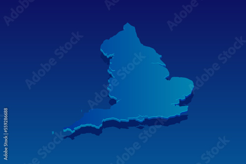 map of England on blue background. Vector modern isometric concept greeting Card illustration eps 10.