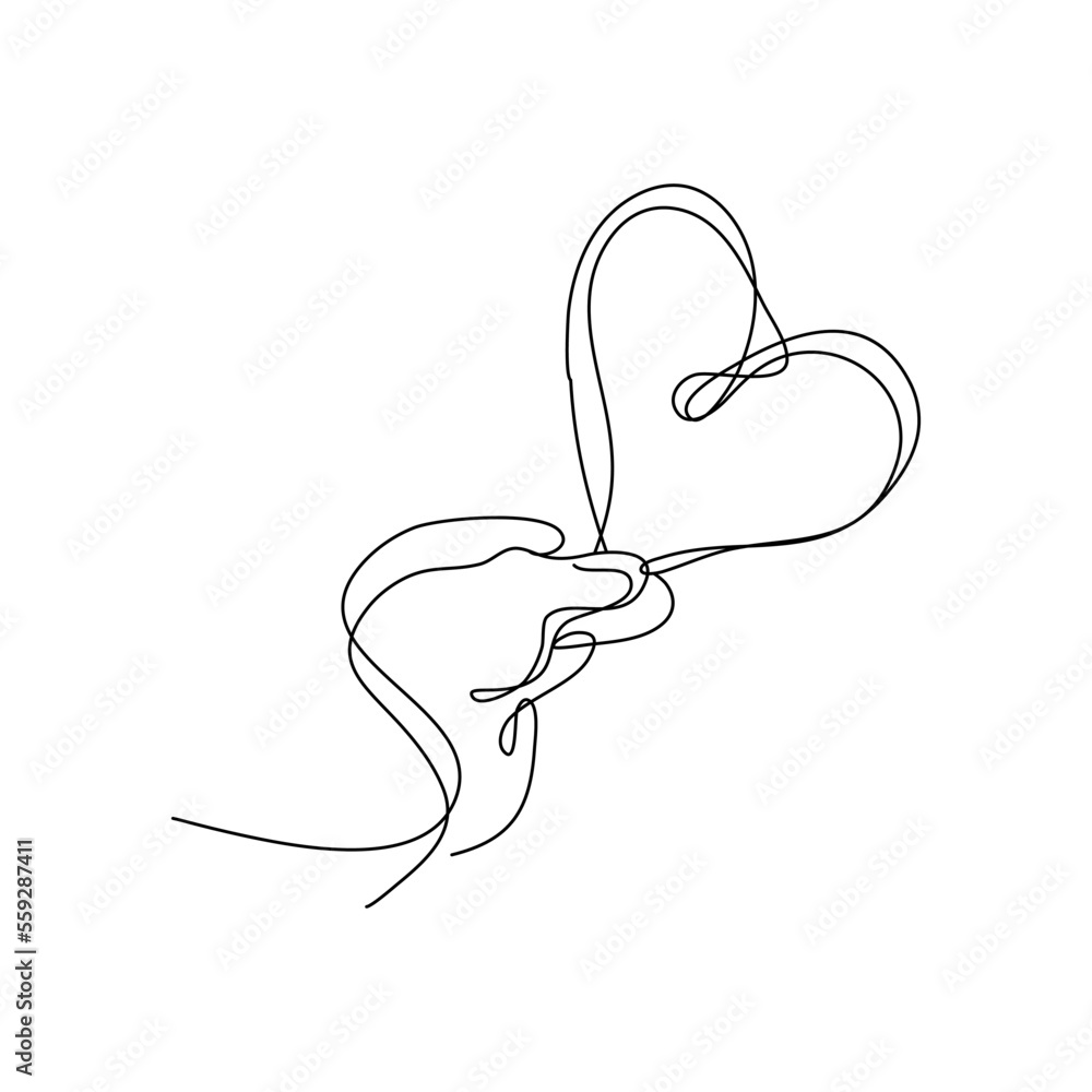 heart shaped hands One Continuous Line Drawing. Valentines day concept. Trendy minimalist line art illustration. Love Minimalist Contour Art. Vector illustration heart shaped hands One Continuous Line Drawing. Valentines day concept. Trendy minimalist line art illustration. Love Minimalist Contour Art. Vector illustration